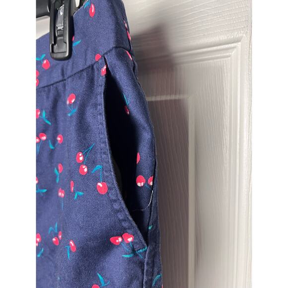 Cynthia Rowley Navy Blue Chino Shorts Cherry Print Size 6 Cotton Stretch - Picture 5 of 7